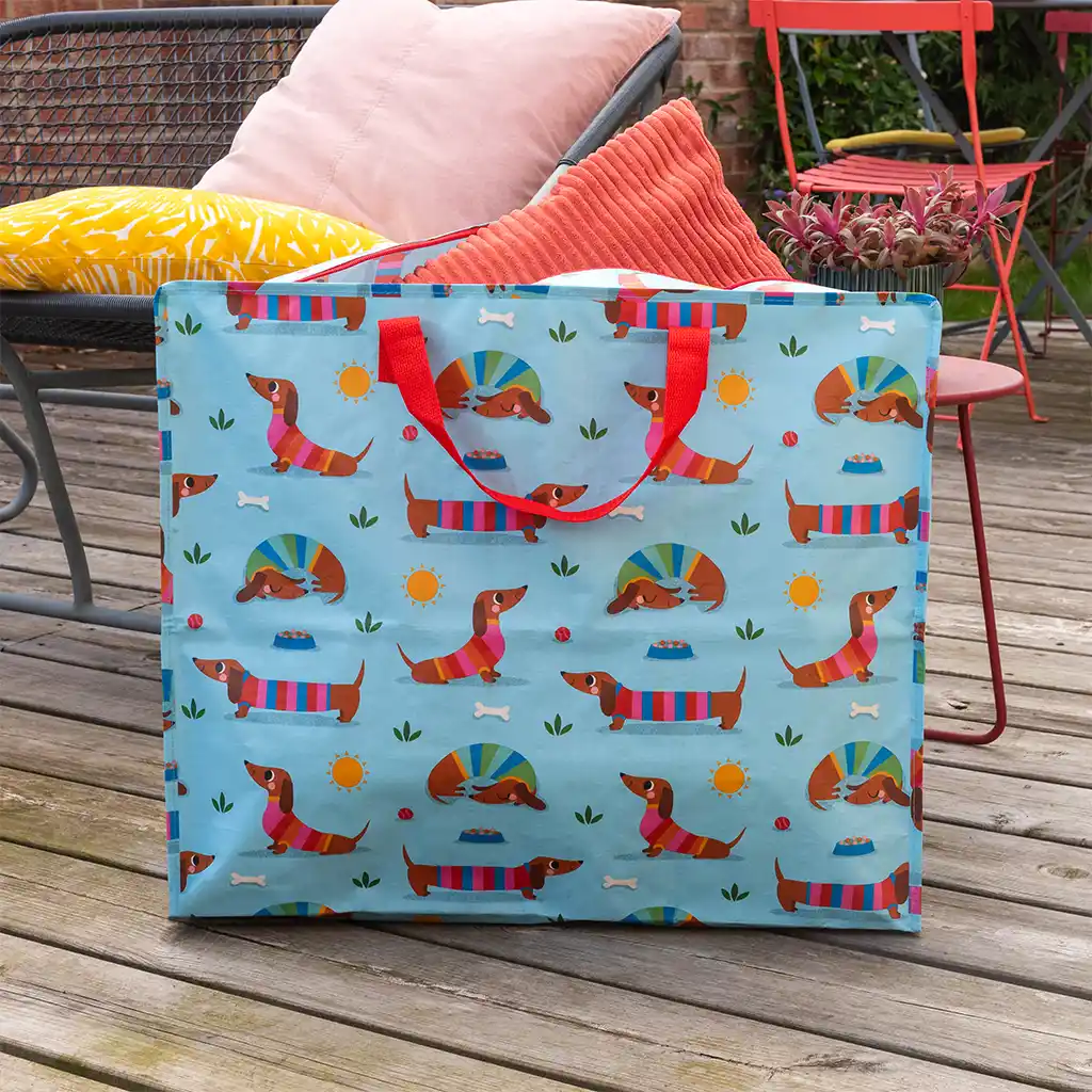 jumbo storage bag - sausage dog (blue)