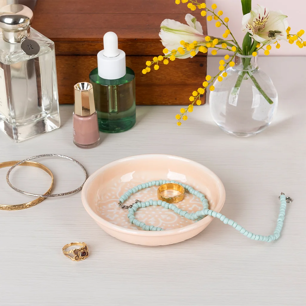 enamel trinket dish - soft pink