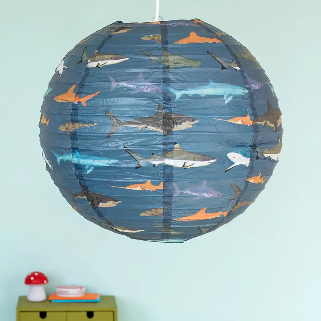 paper lampshade - sharks