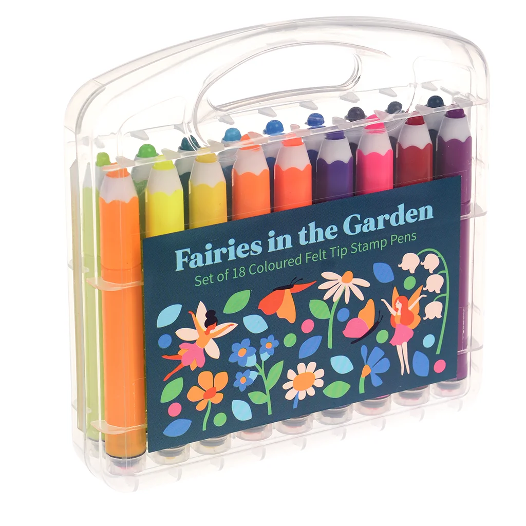 felt tip stamp pens - fairies in the garden