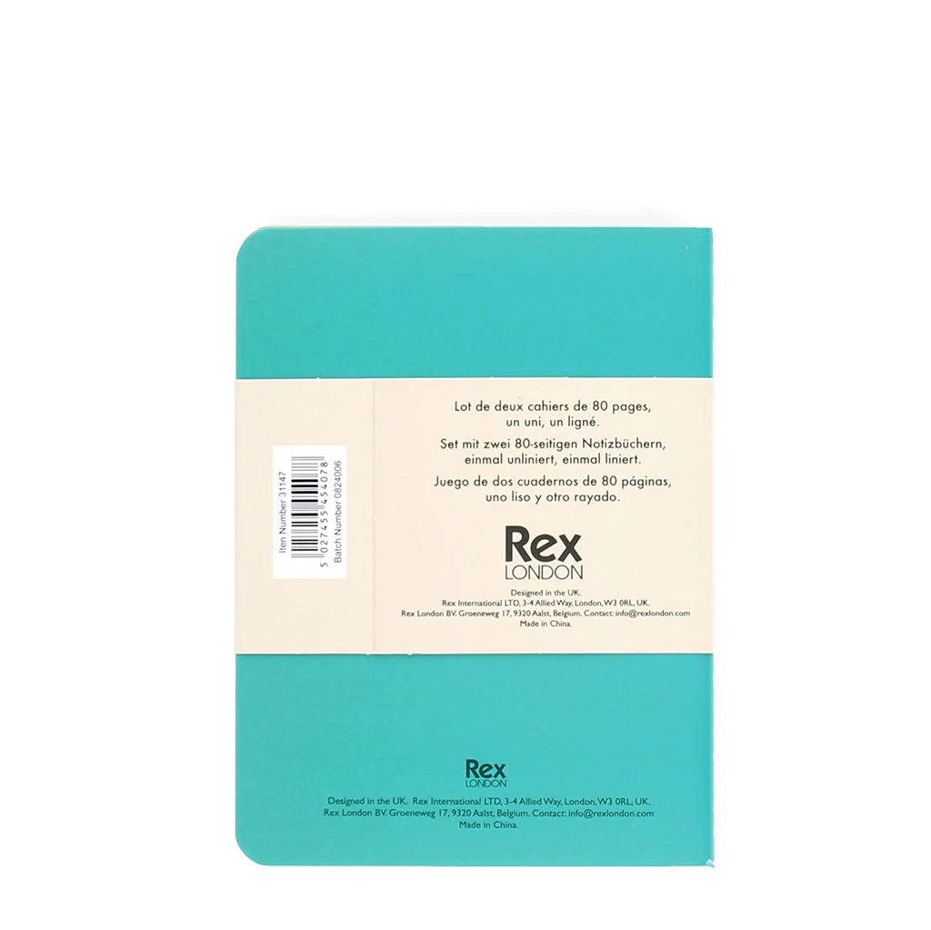 carnets a6 (lot de 2) - vert & aqua