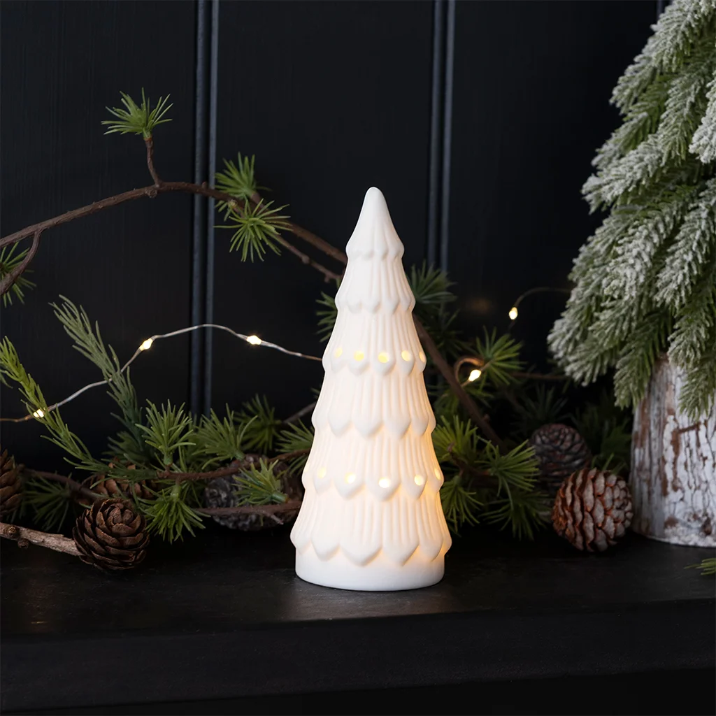 decoración de luz led de cerámica mate - árbol de navidad pequeño