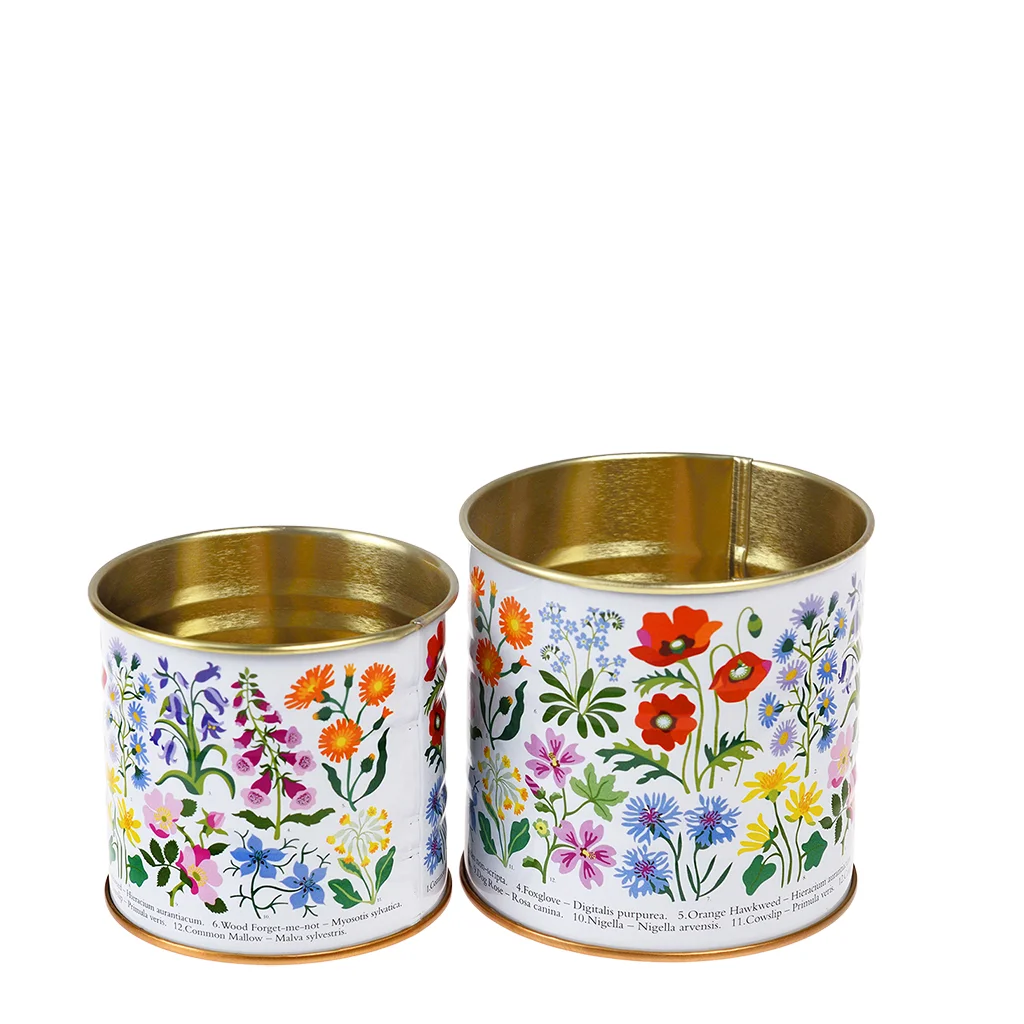 mini latas de almacenamiento wild flowers (juego de 2)