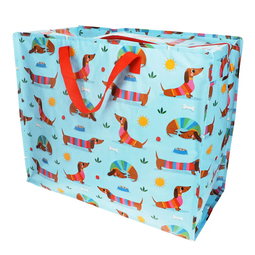 jumbo storage bag - sausage dog (blue)