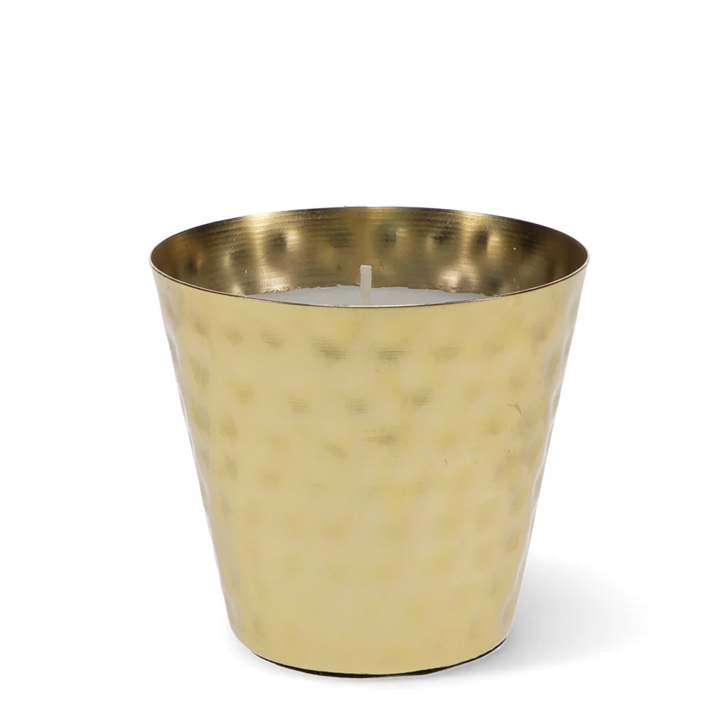 scented candle - gold tone hammered metal