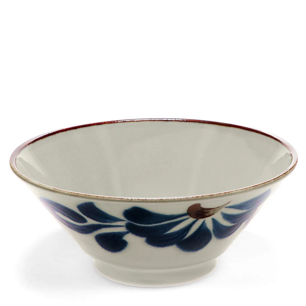 japanese porcelain noodle bowl 19cm - flower