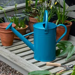 galvanised steel watering can 4.5l - blue galvanised steel watering can 4.5l - blue