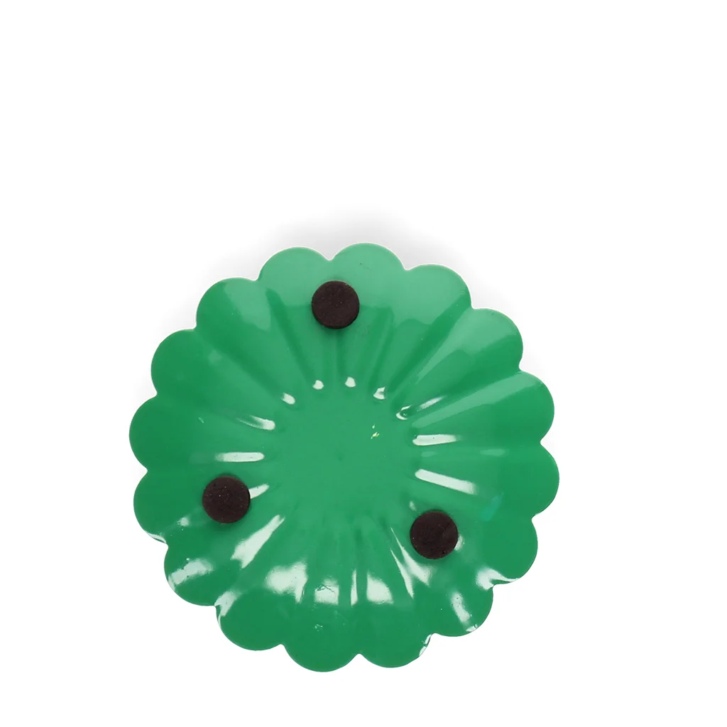 enamel flat flower candle holder - dark green