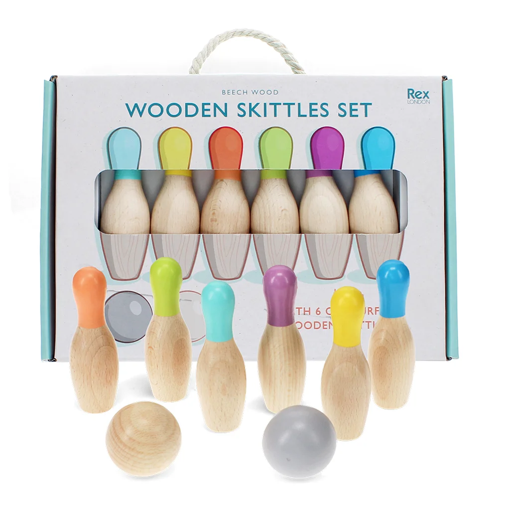 wooden skittles set