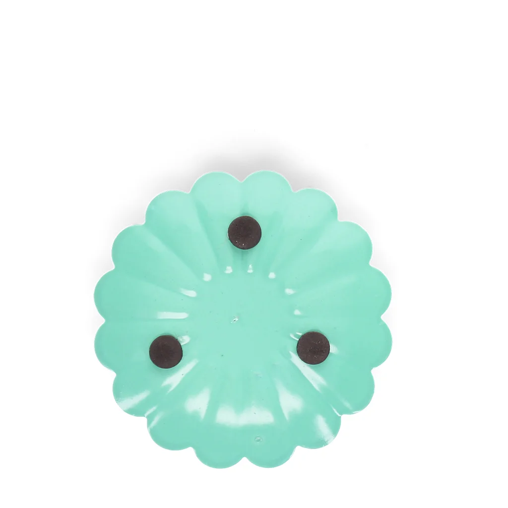 bougeoir fleur plat en émail - aqua