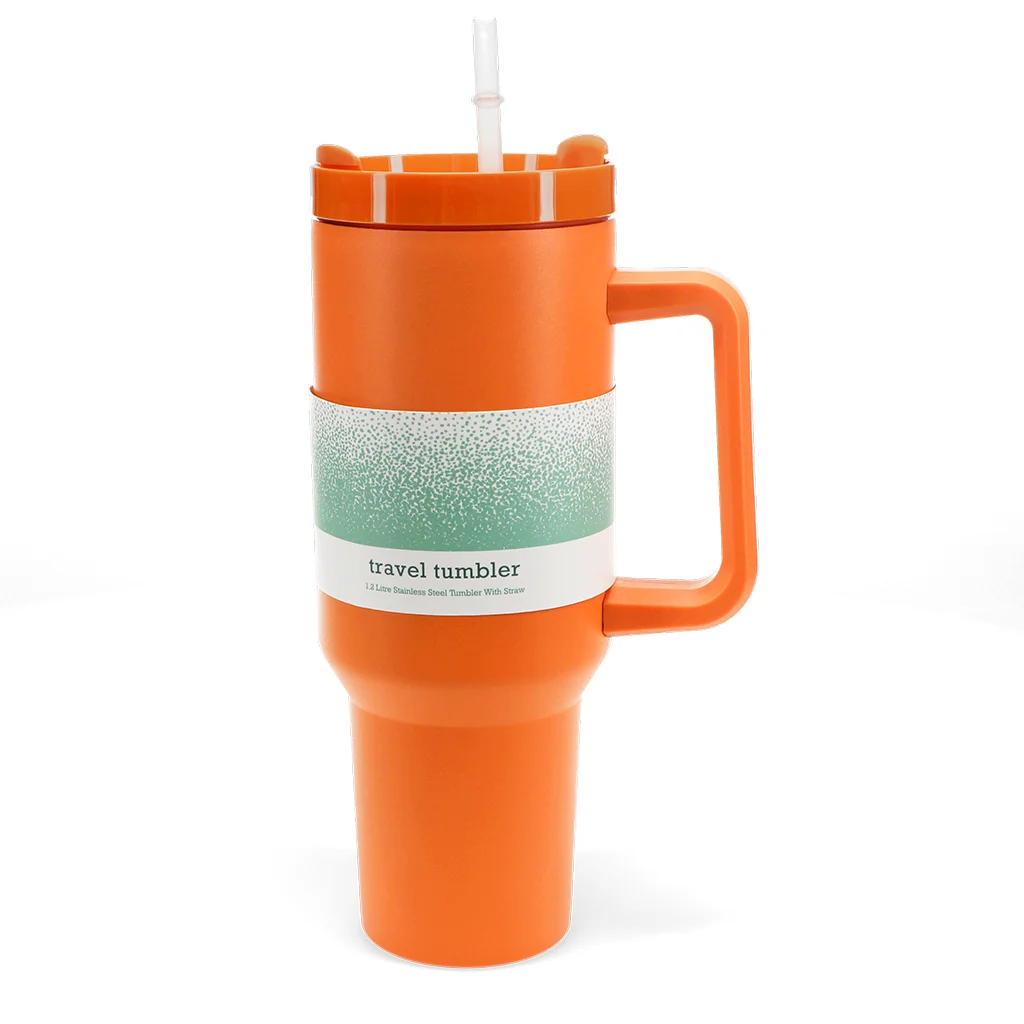 travel tumbler with handle (1.2ltr) - orange