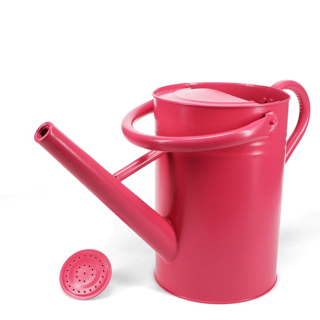 galvanised steel watering can 4.5l - red