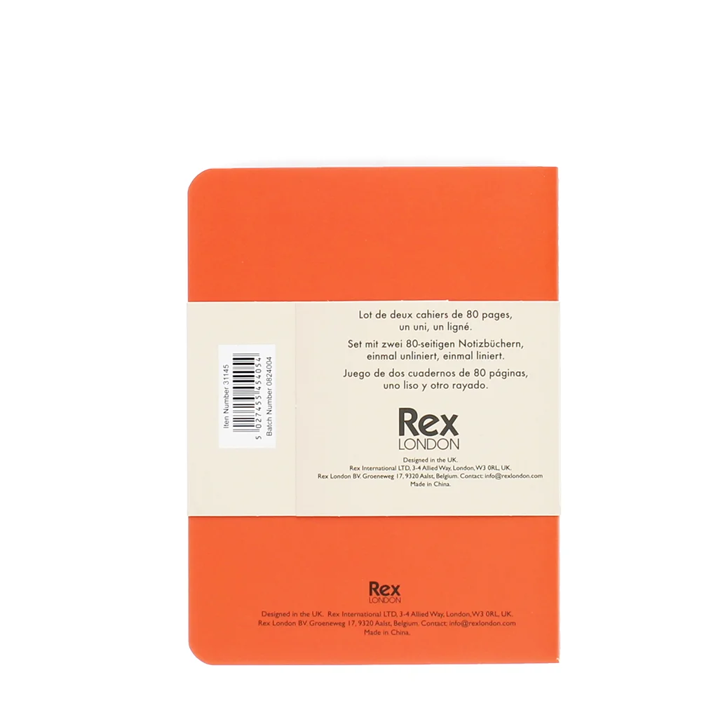 carnets a6 (lot de 2) - orange & bleu