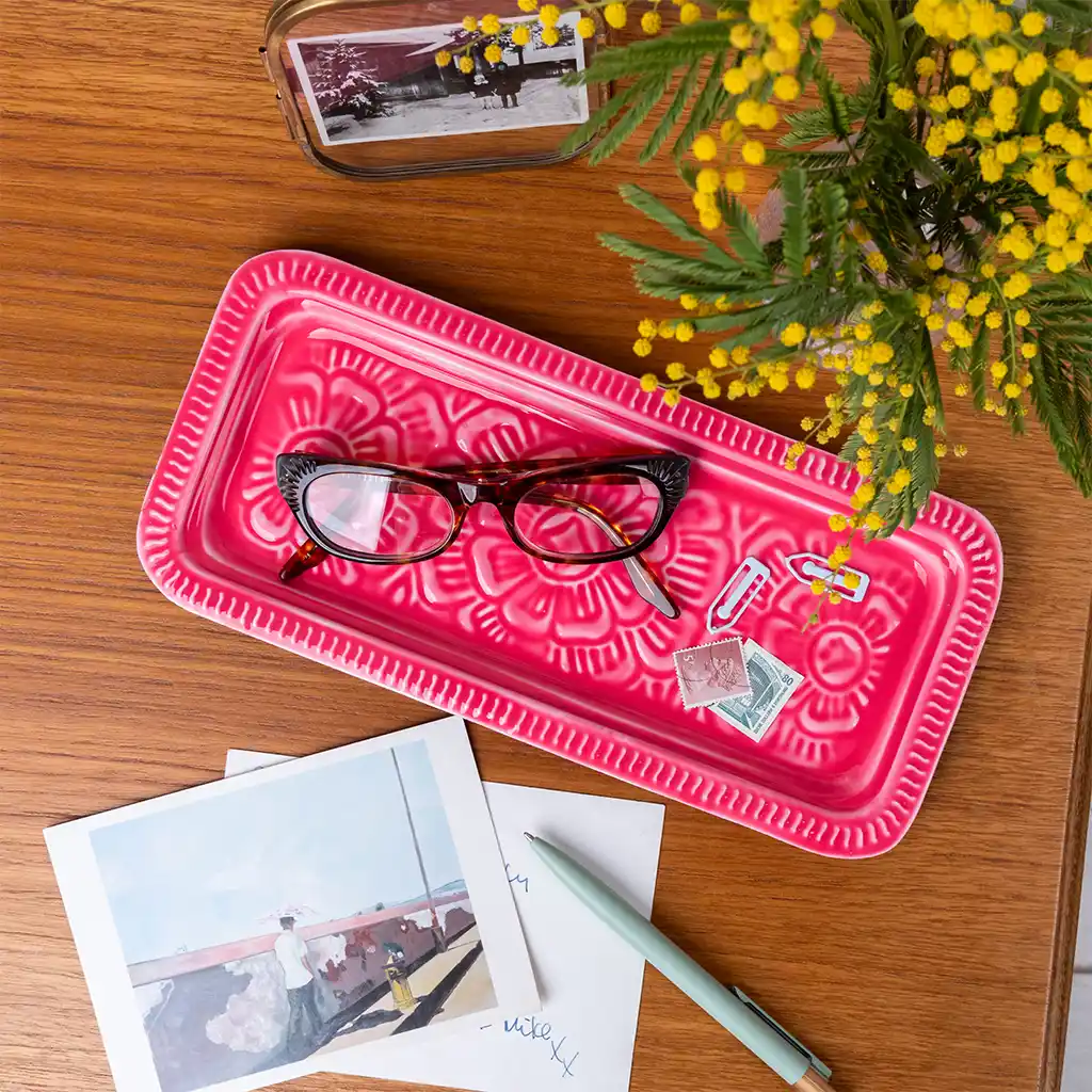 enamel trinket tray - vibrant pink