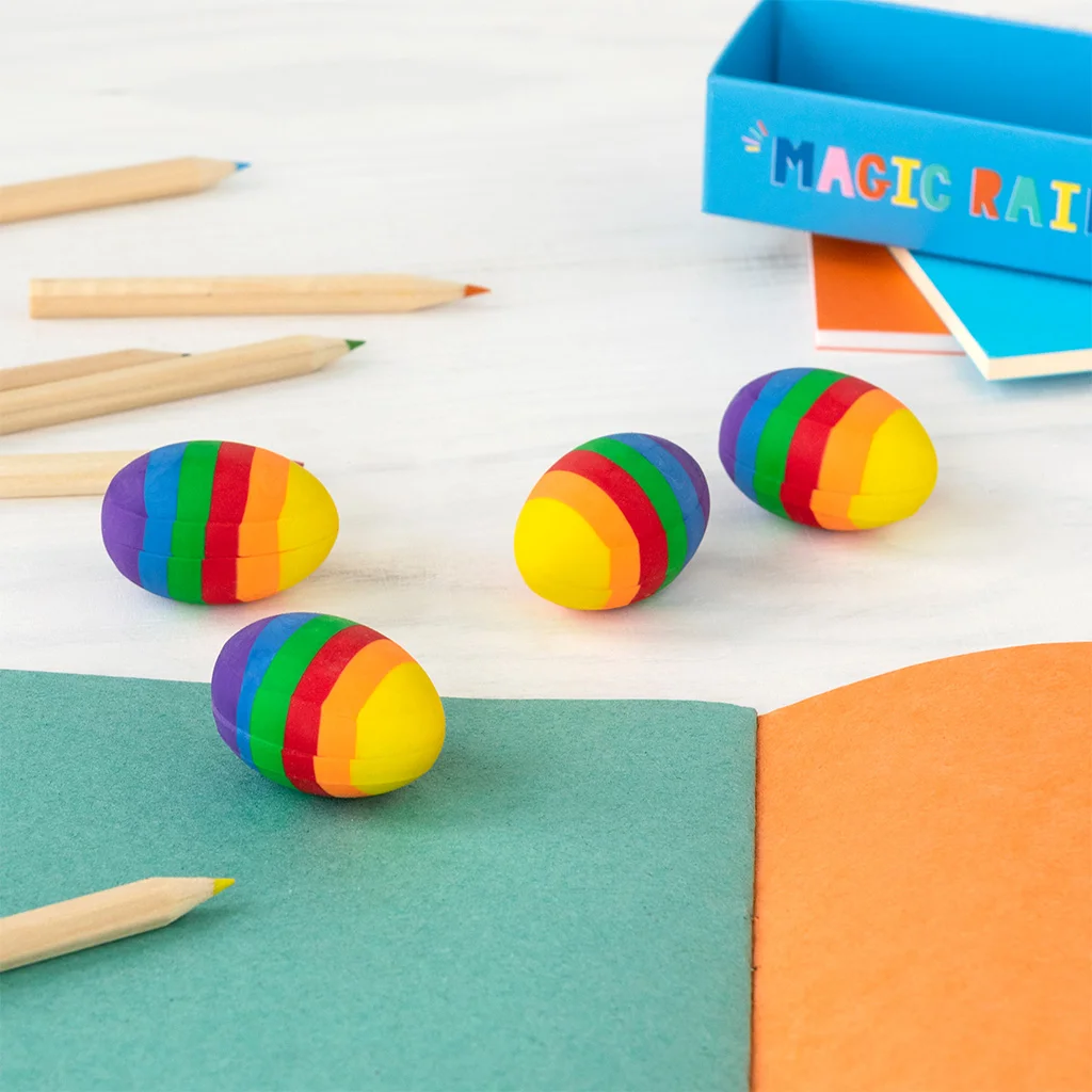 rainbow egg erasers (set of 4)