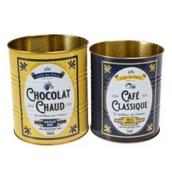 medium retro style storage tins (set of 2) - café de paris