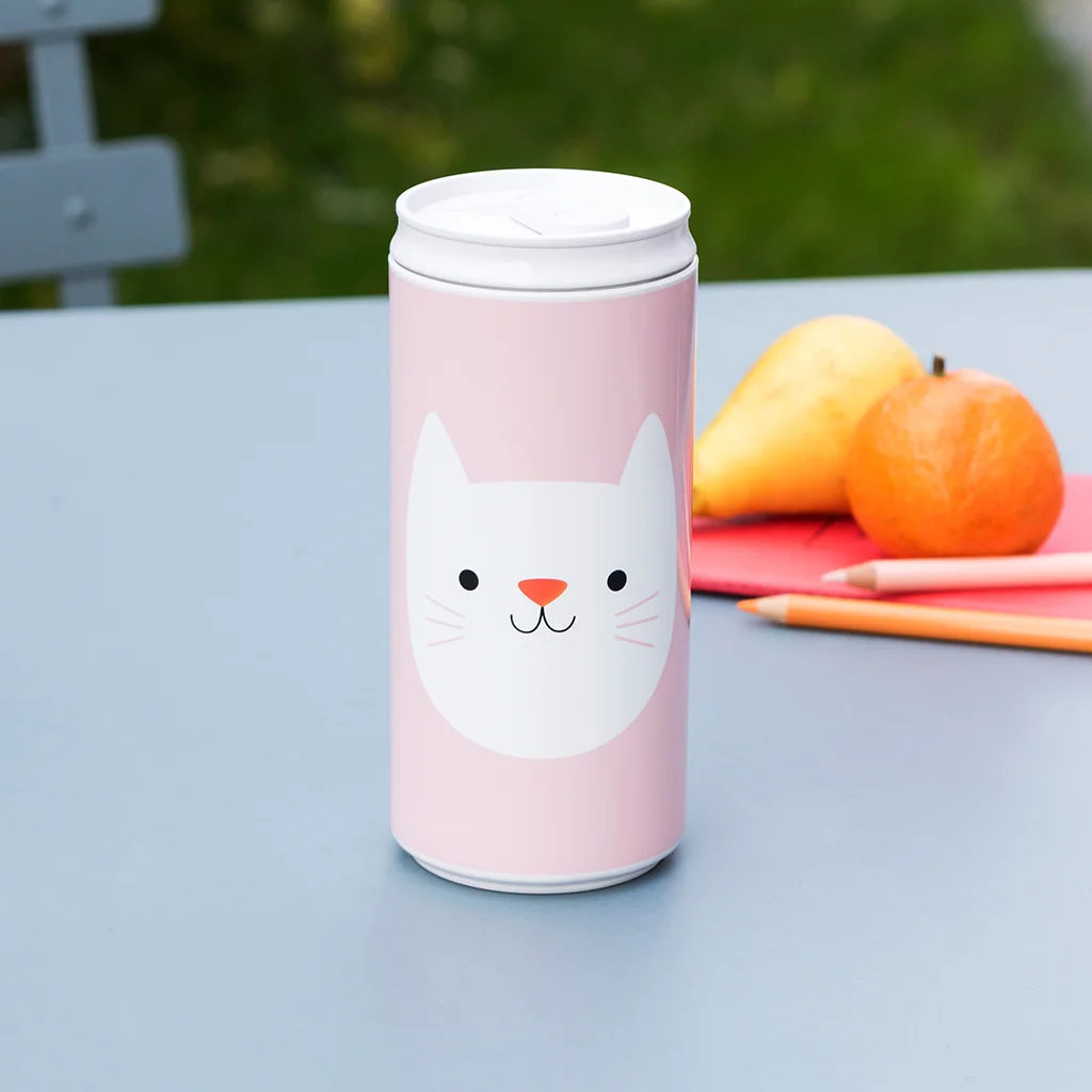 reusable eco can water bottle (330ml) - cookie the cat