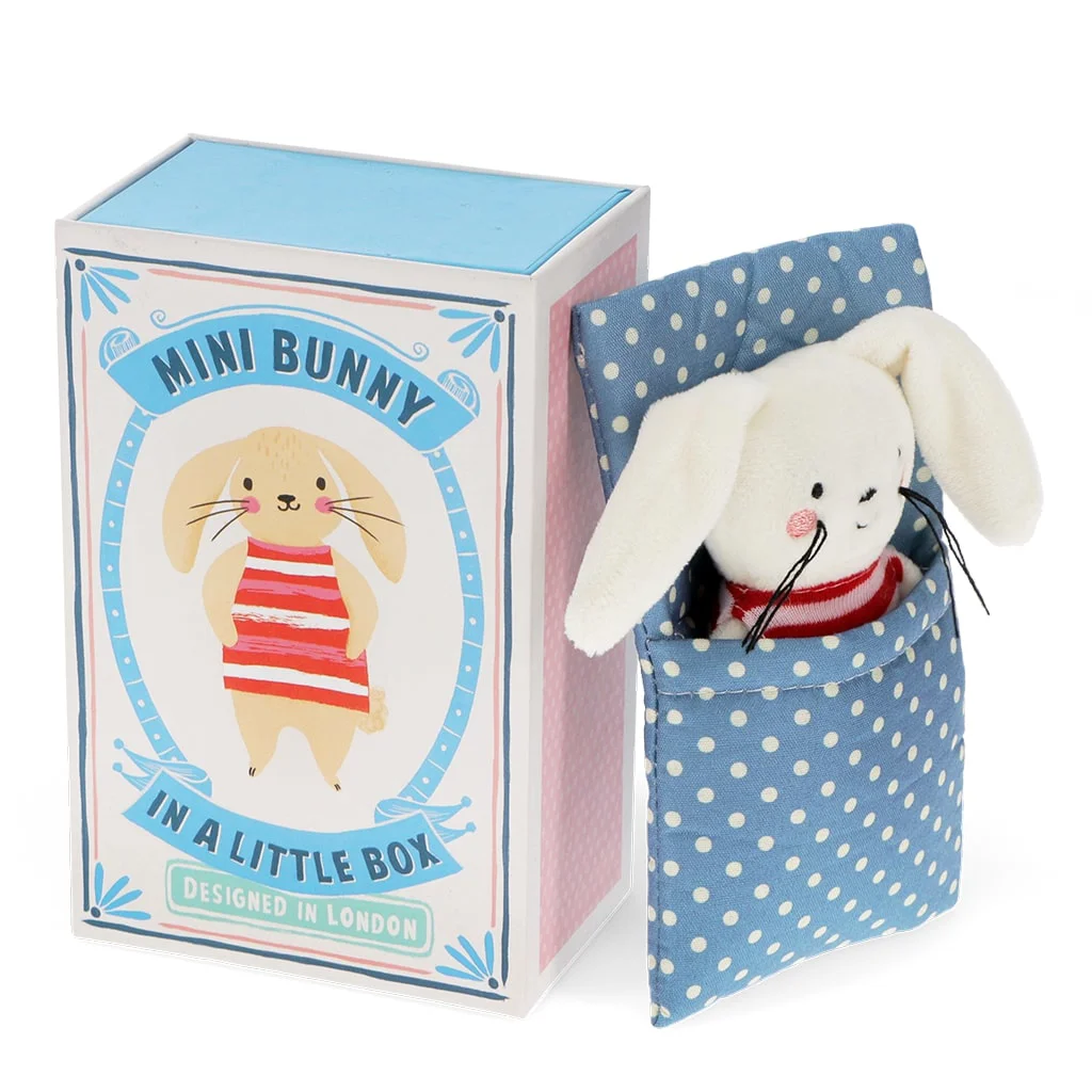 mini bunny in a little box - soft toy