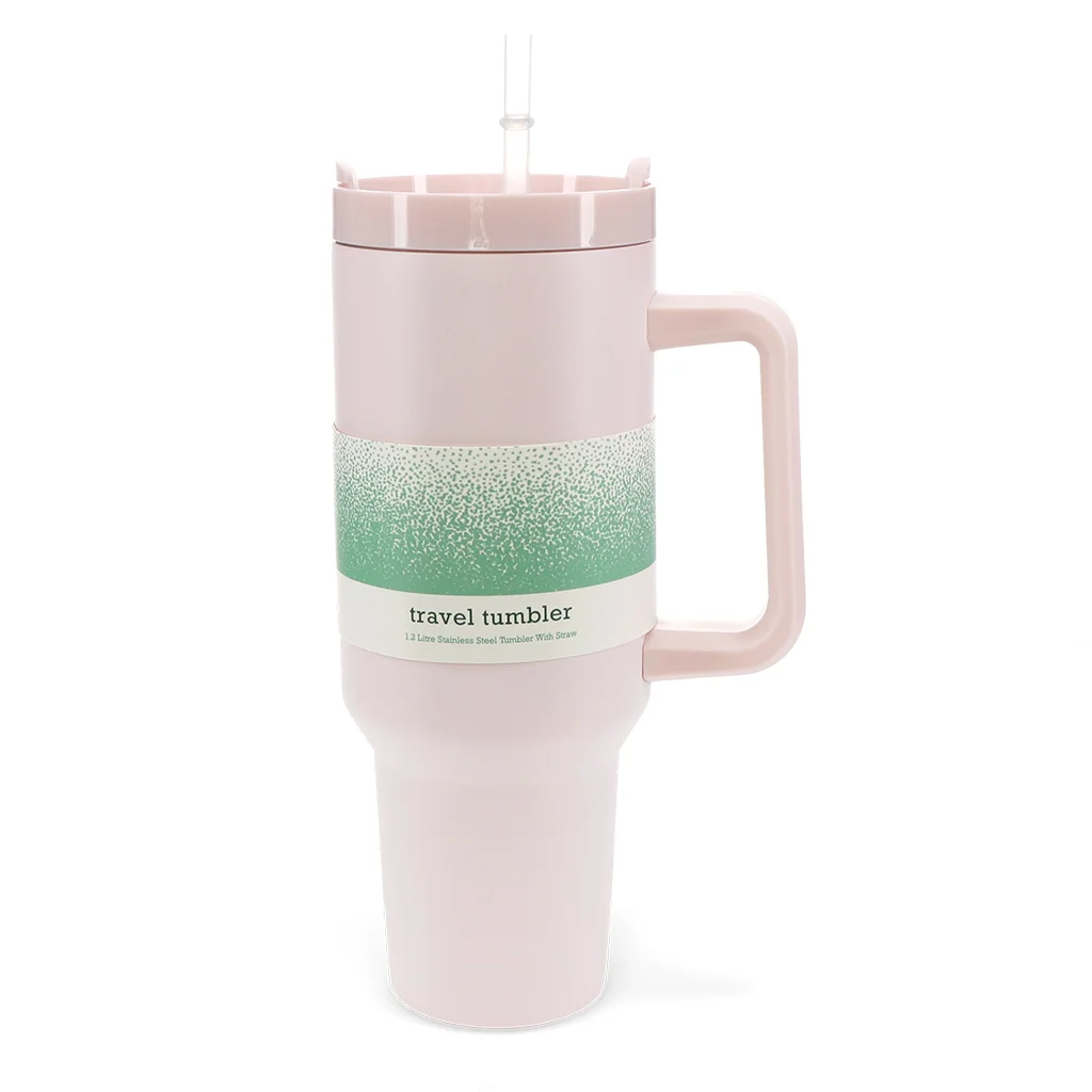 travel tumbler with handle (1.2ltr) - light pink