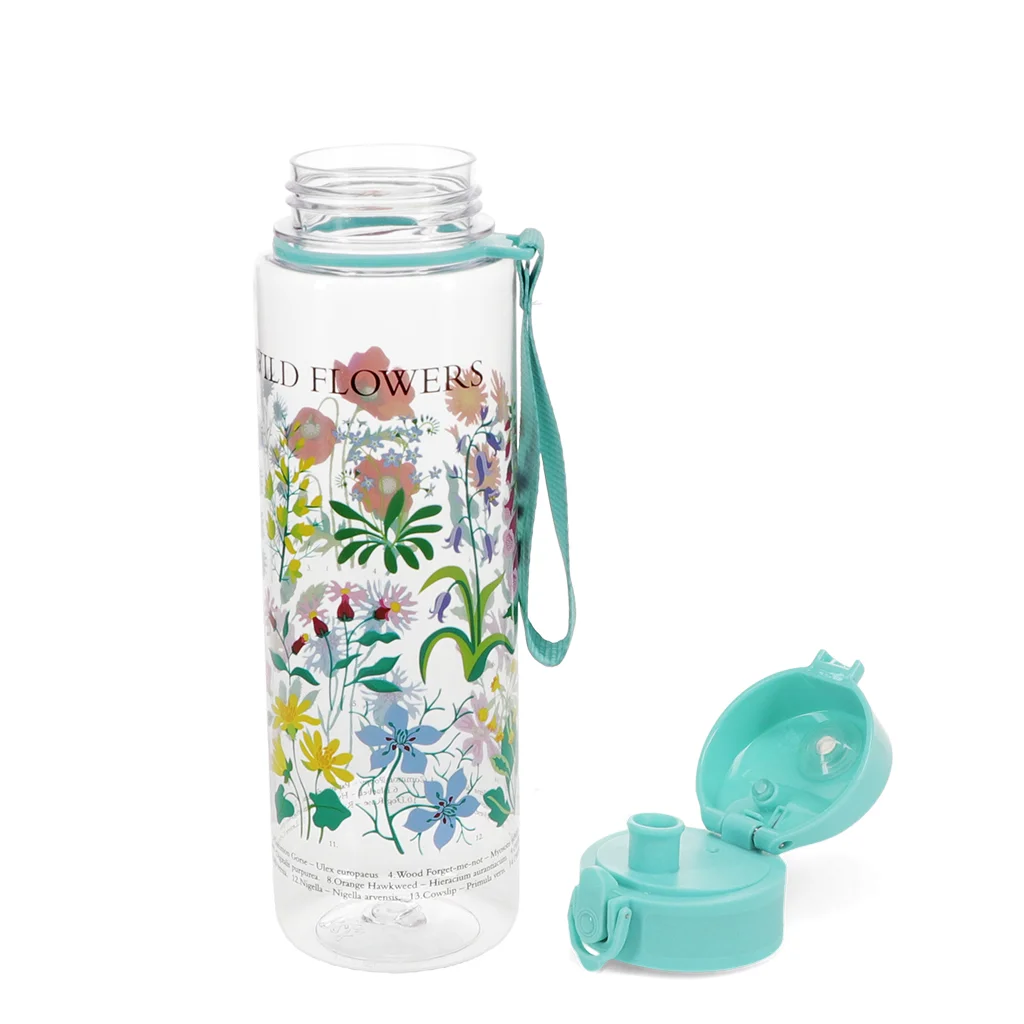 drinks bottle with push button lid 700ml - wild flowers