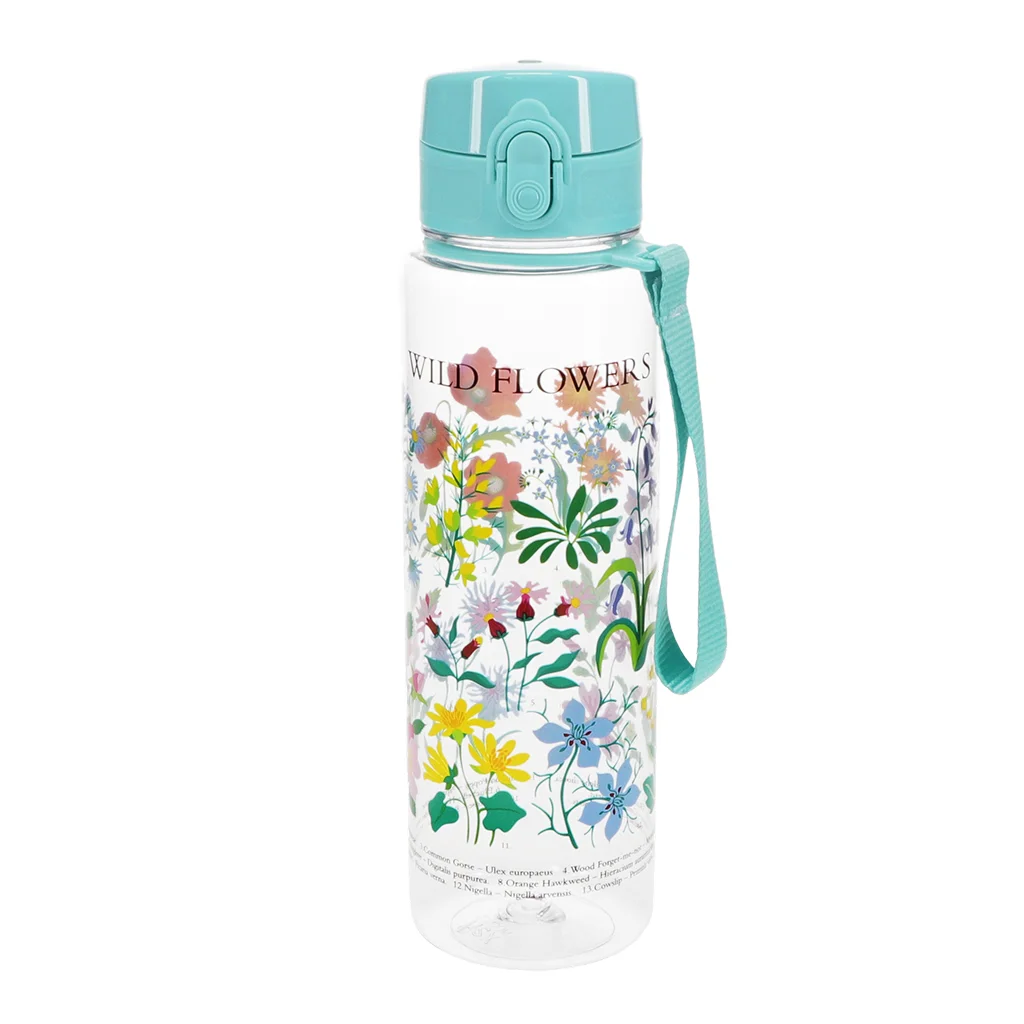 drinks bottle with push button lid 700ml - wild flowers