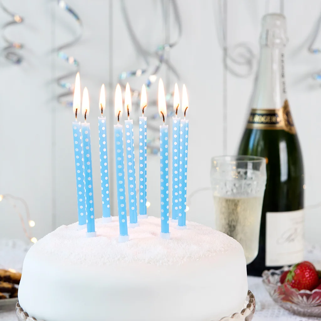 10 bougies d'anniversaire bleues