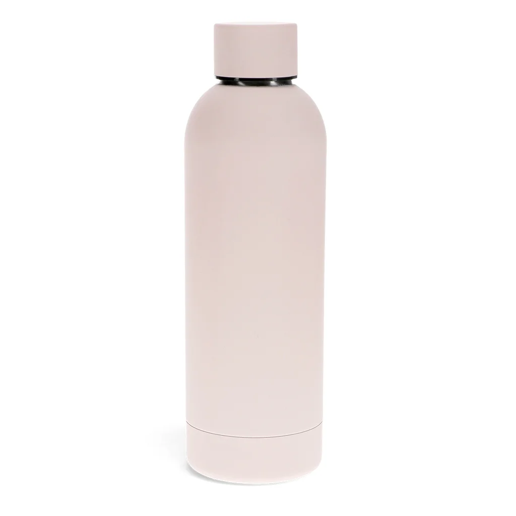 gourde en acier caoutchoutée 500ml - rose clair