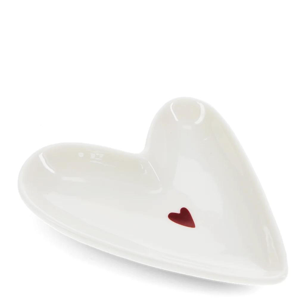 small glossy ceramic trinket dish - heart