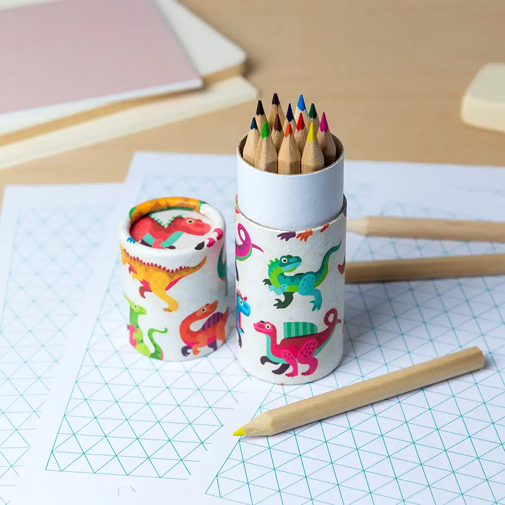 tube de crayons de couleur - baby dinos