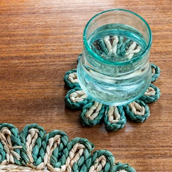 corn husk coaster - blue corn husk coaster - blue