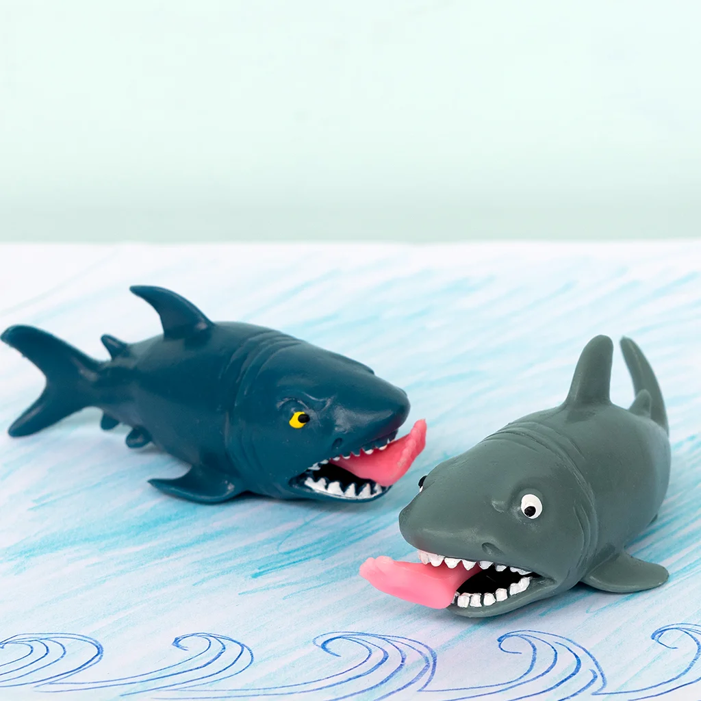 leg-biting shark squeezy toys - assorted