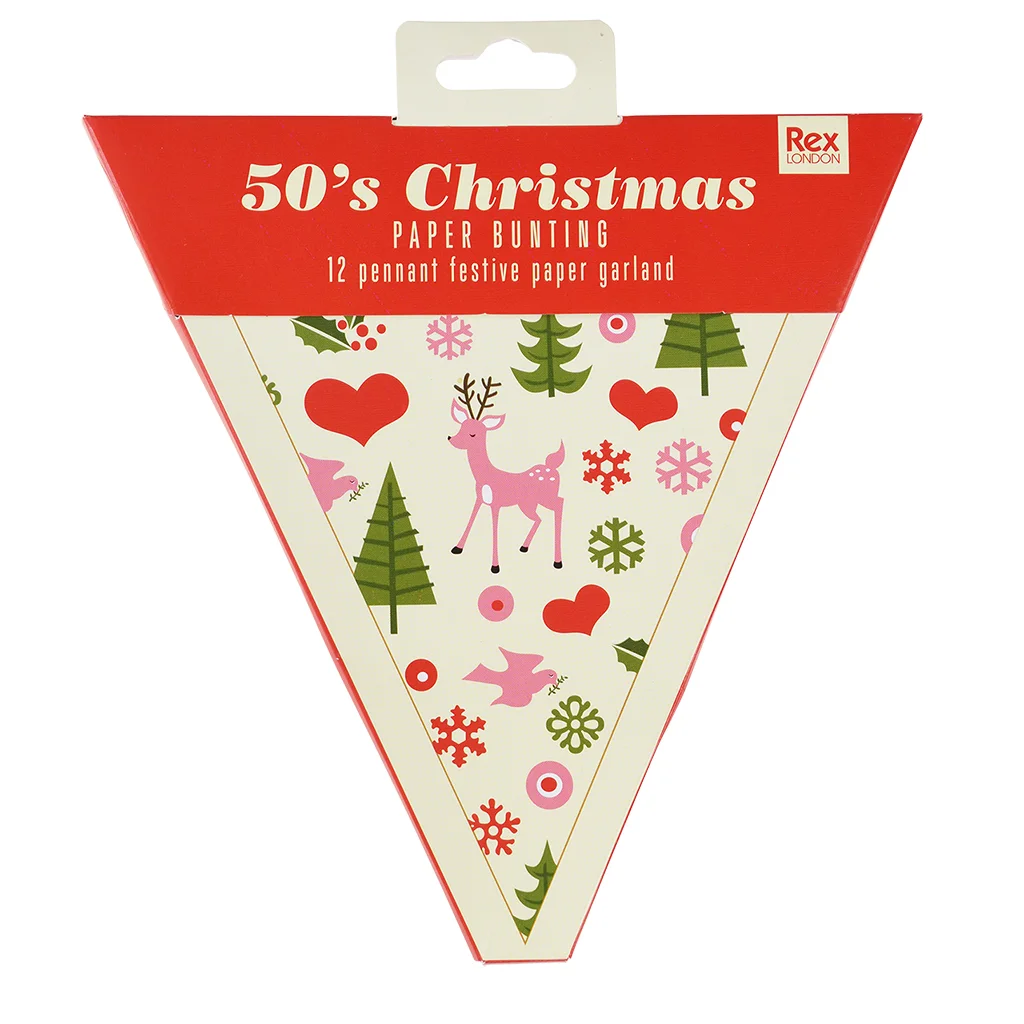 paper bunting (3 metres) - 50s christmas