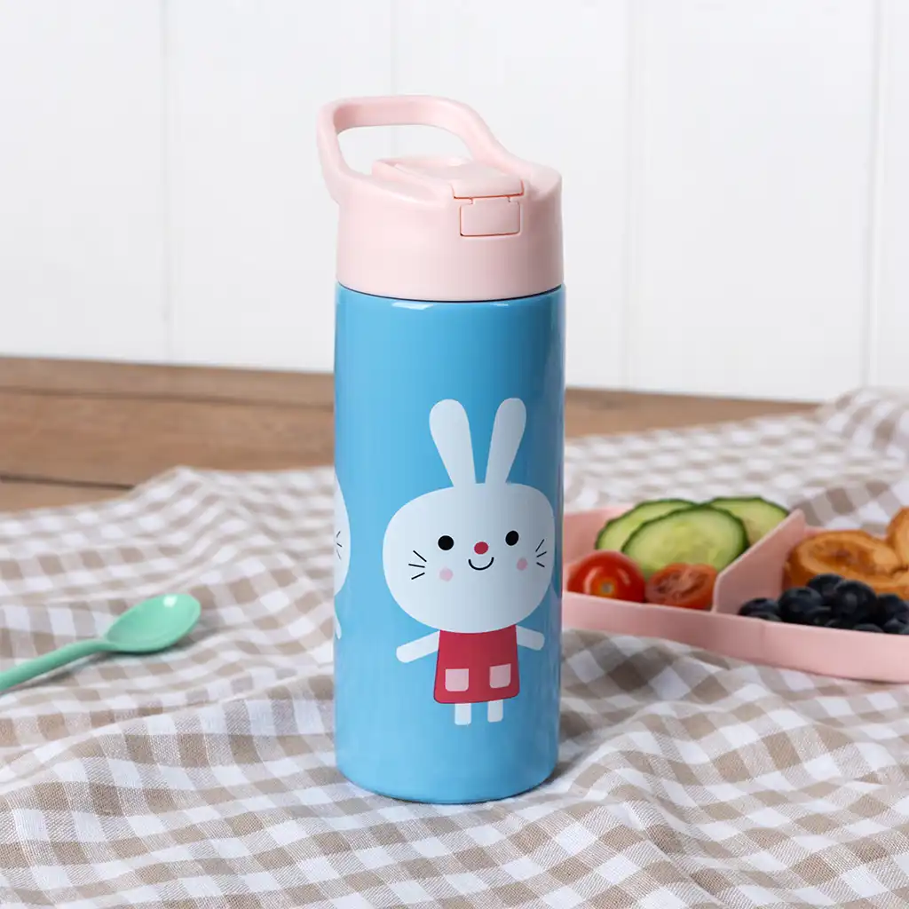 stainless steel bottle with push button lid 500ml - lottie and friends