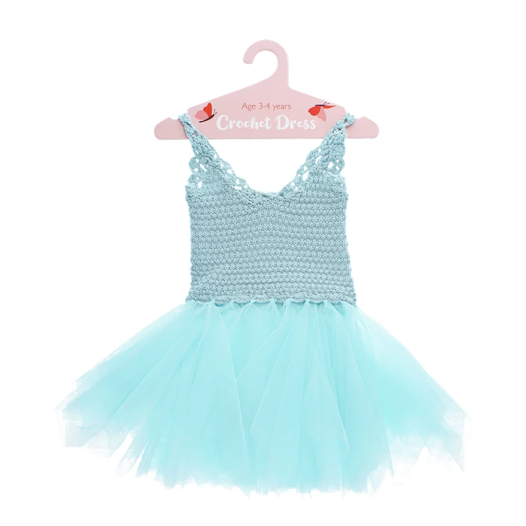 crochet dress (3-4 years) - aqua blue