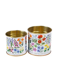 mini retro style storage tins (set of 2) - wild flowers