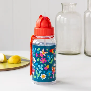 children's water bottle with straw 500ml - fairies in the garden children's water bottle with straw 500ml - fairies in the garden