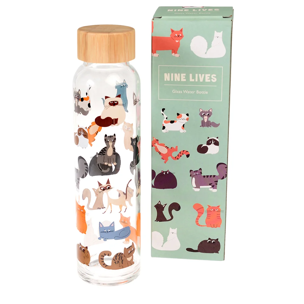 bouteille d'eau en verre 420ml nine lives