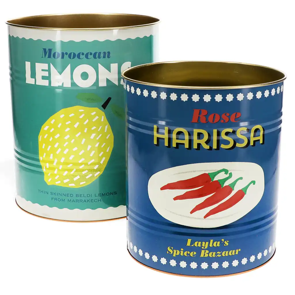 xl storage tins (set of 2) - lemons and harissa