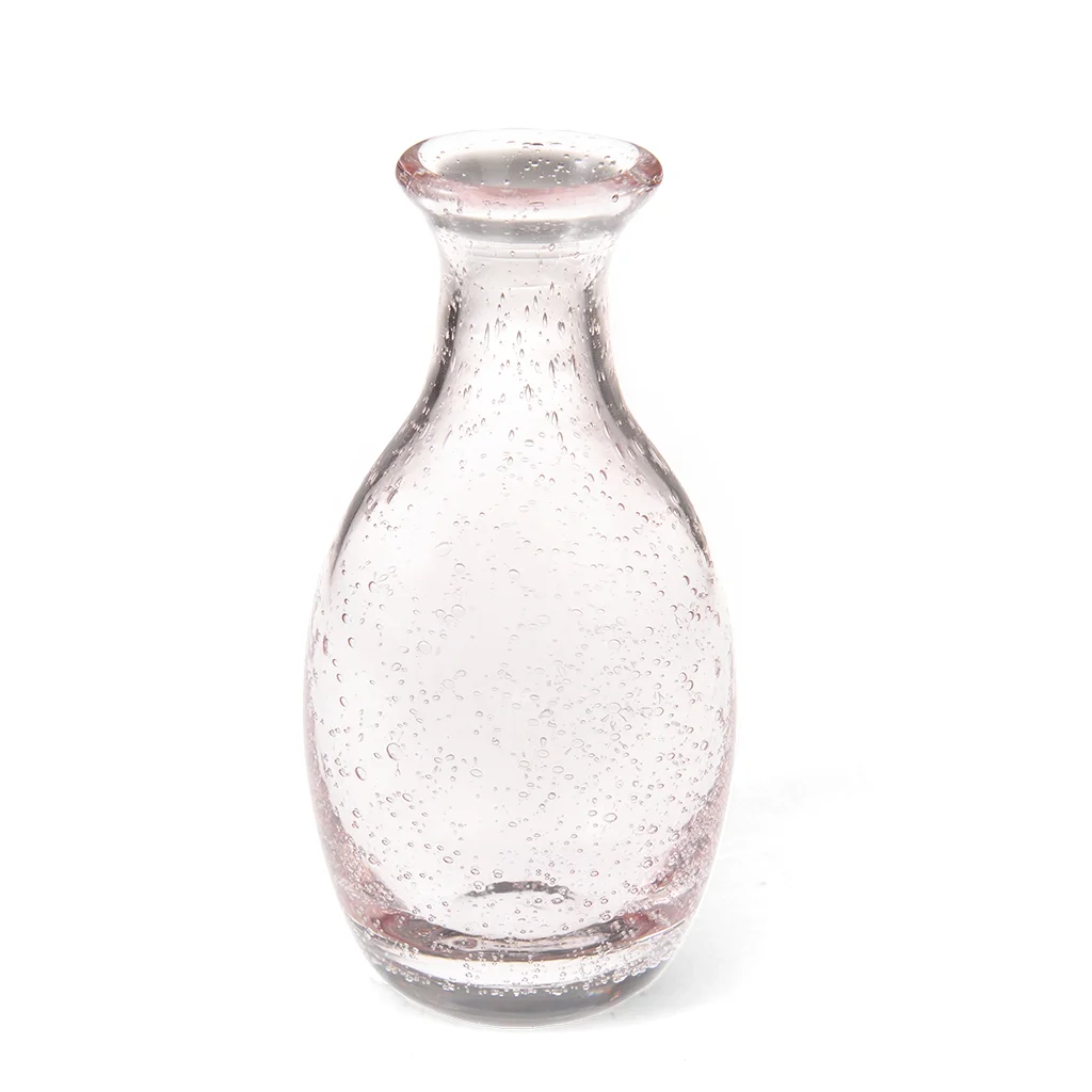 vase en verre bullé soufflé à la main (14 cm) - rose