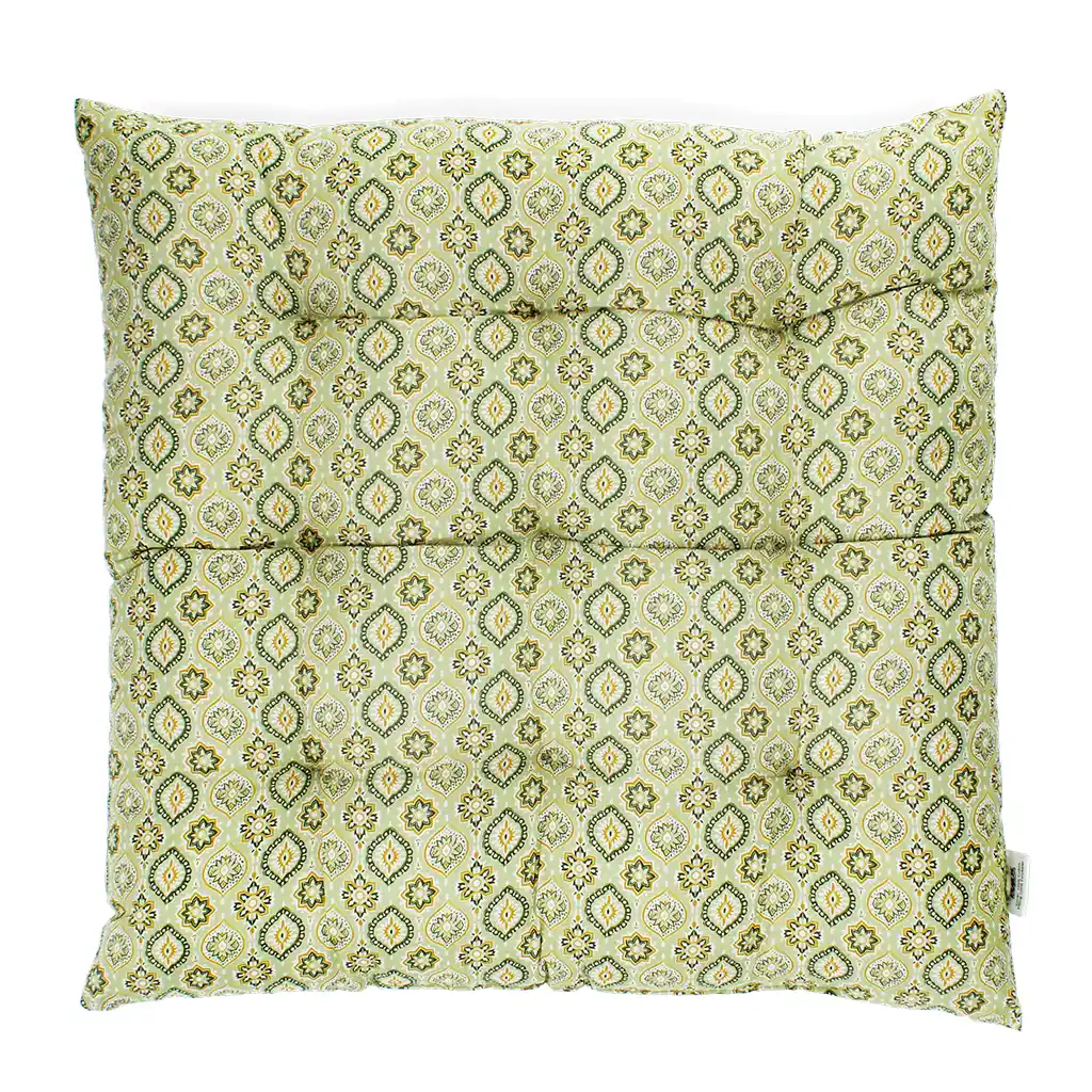 seat pad cushion (37x37cm) - green blockprint