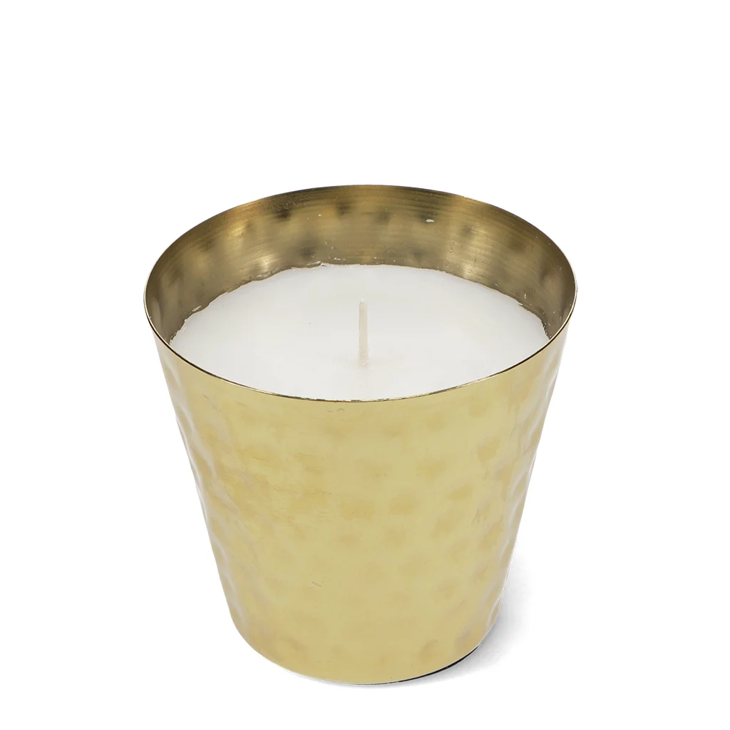 scented candle - gold tone hammered metal