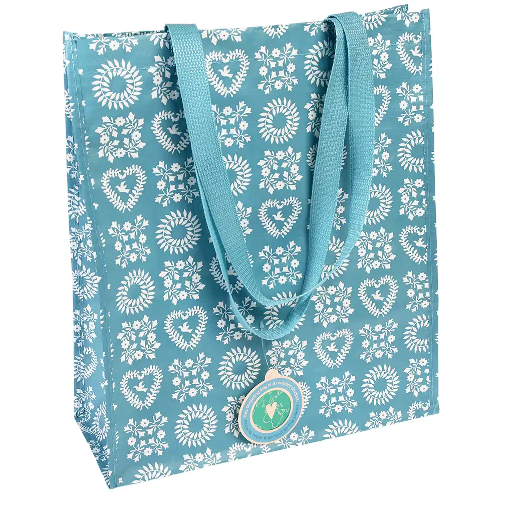 recycled shopping bag - blue friendship