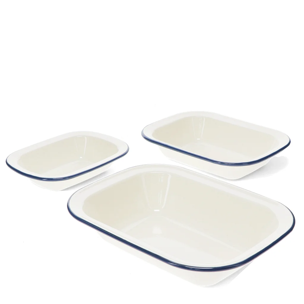 enamel pie dishes (set of 3) - blue