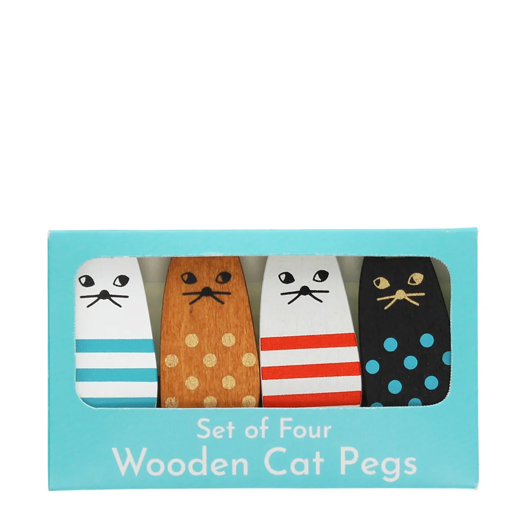 mini pinces en bois (lot de 4) - chats