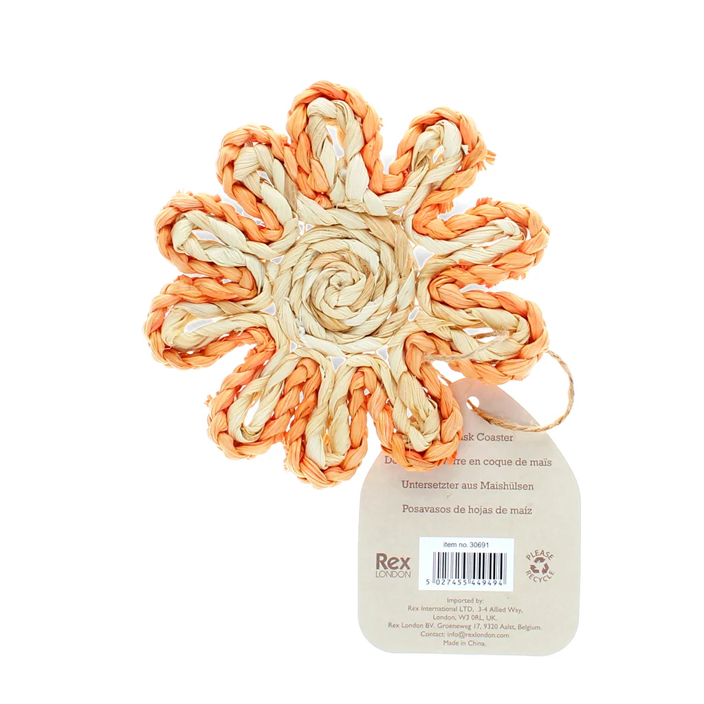 corn husk coaster - orange