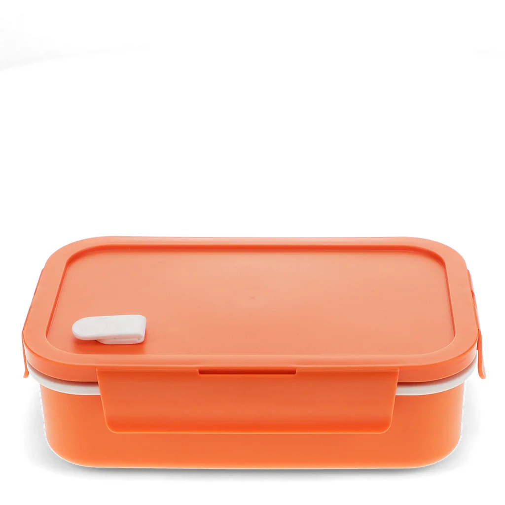 double wall lunch box with divider - orange