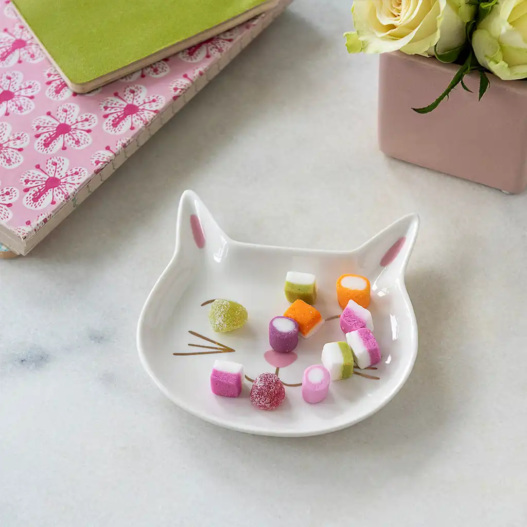 plat chat en porcelaine pour bijoux