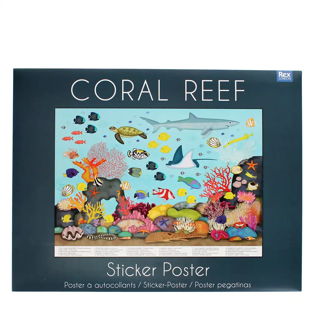 poster with reusable stickers (50x70cm) - coral reef