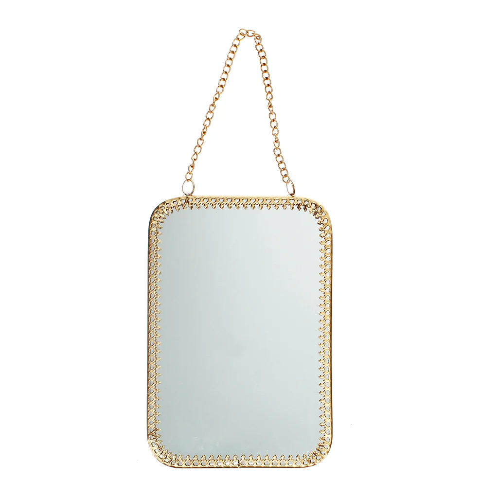 rectangular hanging mirror (15.5cm x 10.5cm) - gold tone