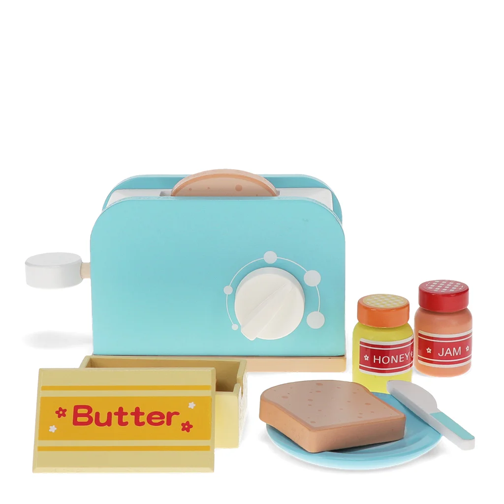 spielset aus holz toaster